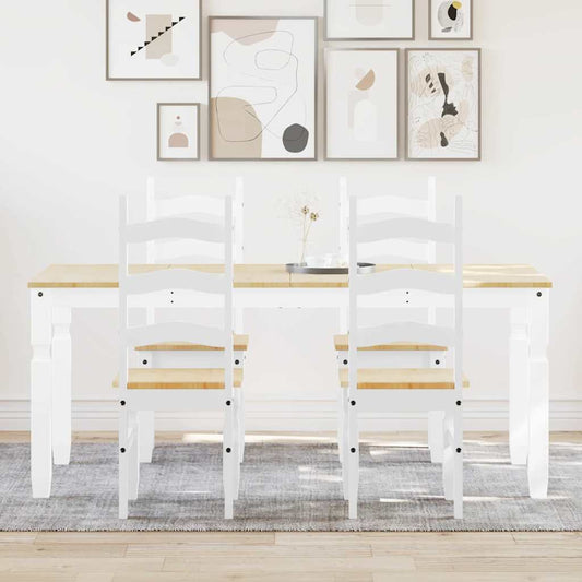 vidaXL 5 Piece Dining Set PANAMA White Solid Wood Pine