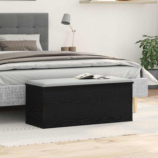 vidaXL Storage Box Black Oak 90 x 35 x 35 cm Engineered Wood