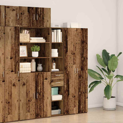 vidaXL Bookcase with Drawer Old Wood 30 x 42.4 x 185.2 cm