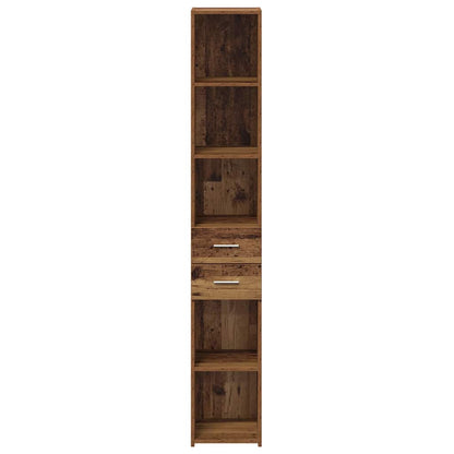 vidaXL Bookcase with Drawer Old Wood 30 x 42.4 x 185.2 cm