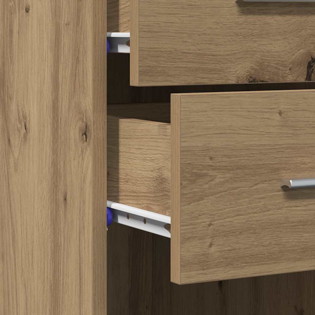 vidaXL Bookcase with Drawer Artisan Oak 30 x 42.4 x 185.2 cm