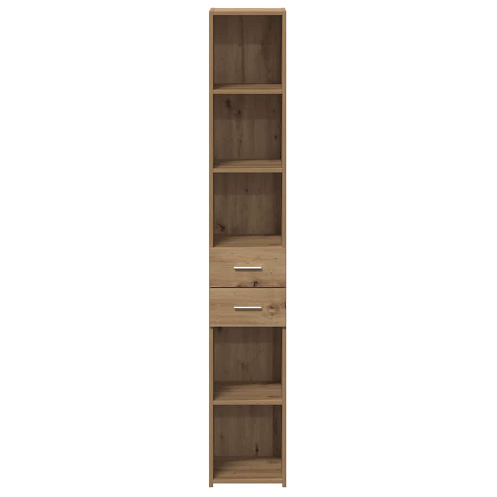 vidaXL Bookcase with Drawer Artisan Oak 30 x 42.4 x 185.2 cm