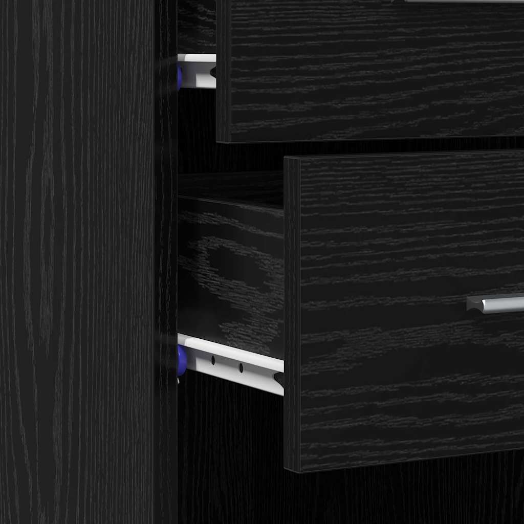 vidaXL Bookcase with Drawer Black Oak 30 x 42.4 x 185.2 cm