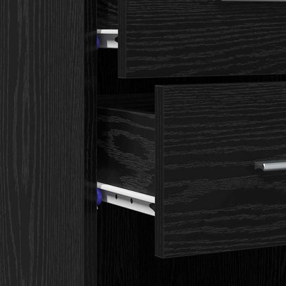 vidaXL Bookcase with Drawer Black Oak 30 x 42.4 x 185.2 cm