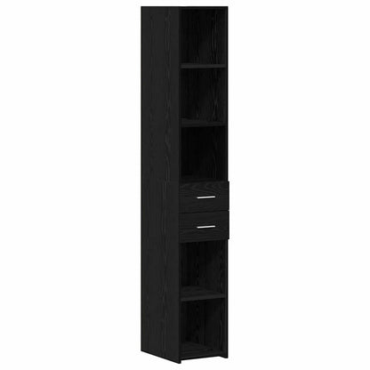 vidaXL Bookcase with Drawer Black Oak 30 x 42.4 x 185.2 cm