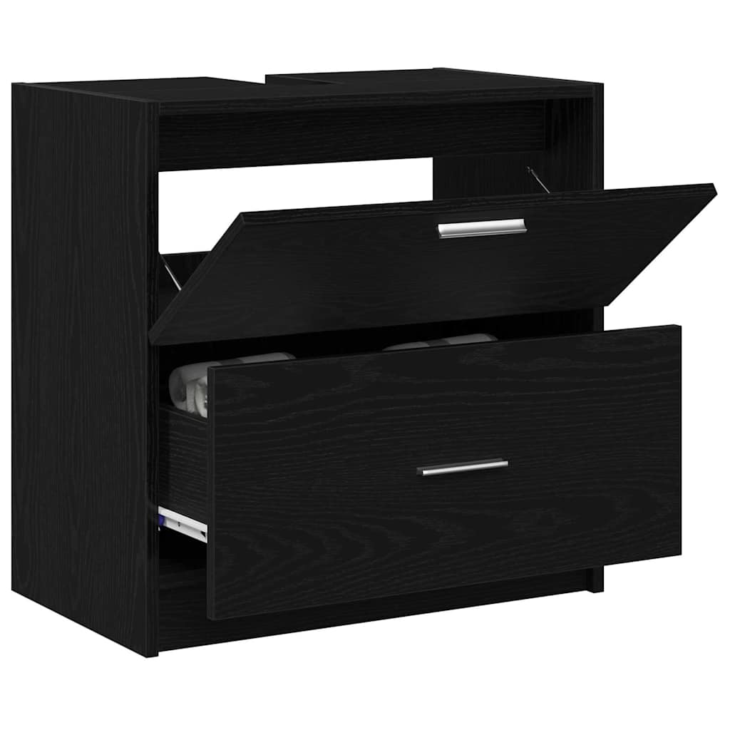 vidaXL Bathroom Cabinet Black Oak 59 x 37 x 59 cm Engineered wood