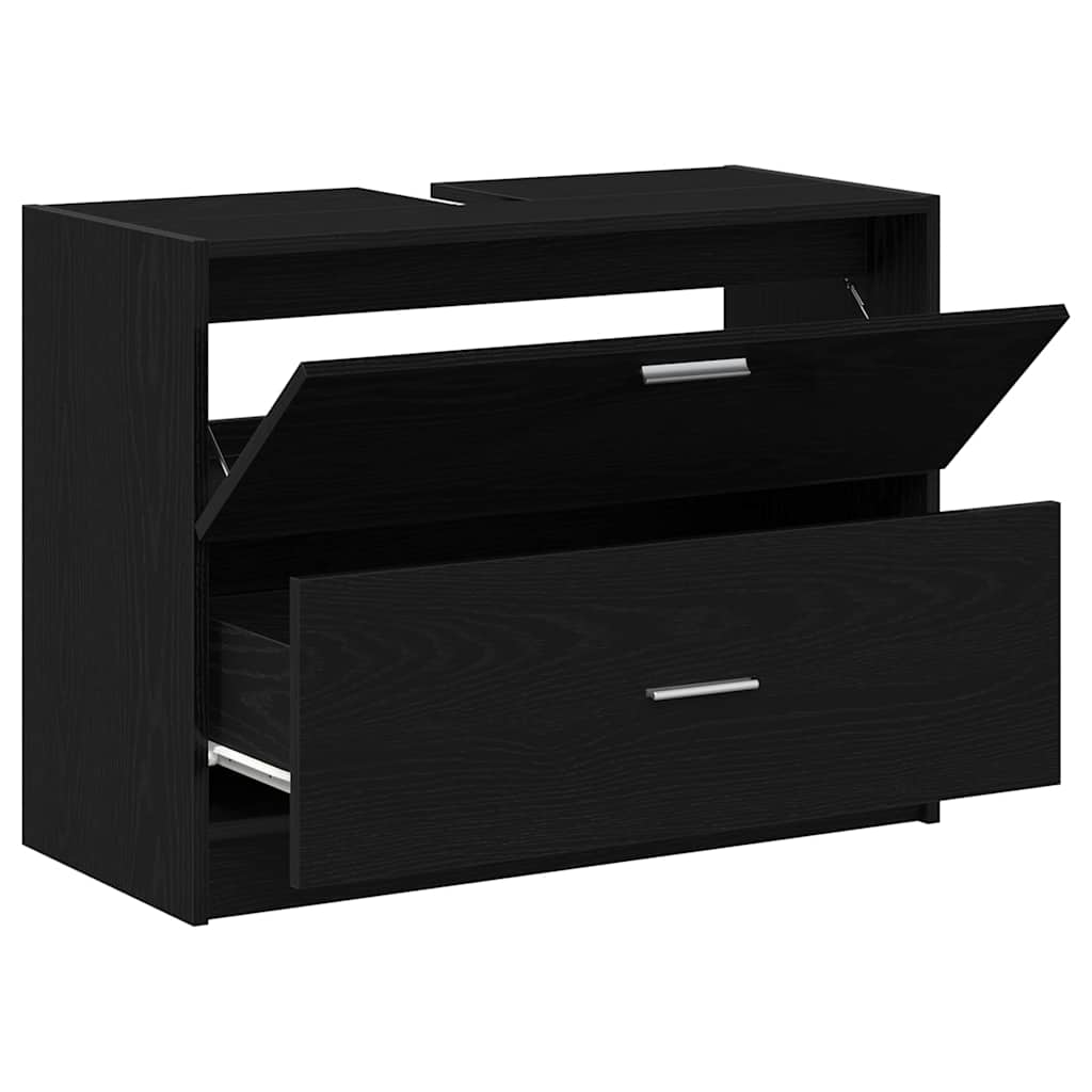 vidaXL Bathroom Cabinet Black Oak 78 x 37 x 59 cm Engineered wood