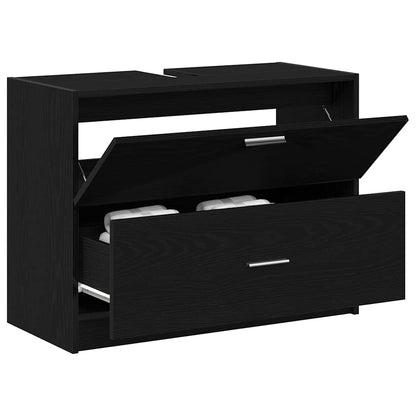 vidaXL Bathroom Cabinet Black Oak 78 x 37 x 59 cm Engineered wood