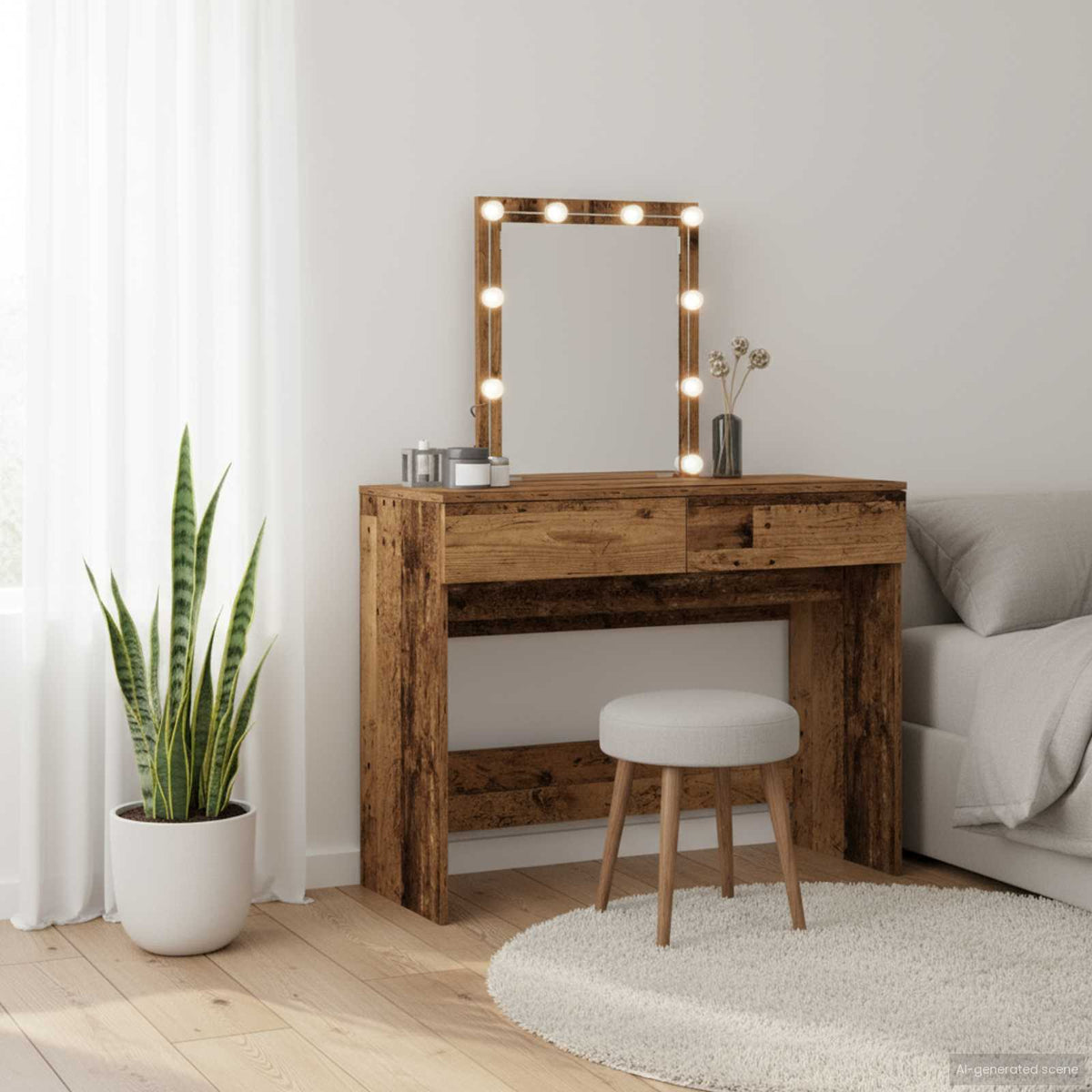 vidaXL Dressing Table Old Wood 100 x 40 x 130 cm Engineered Wood