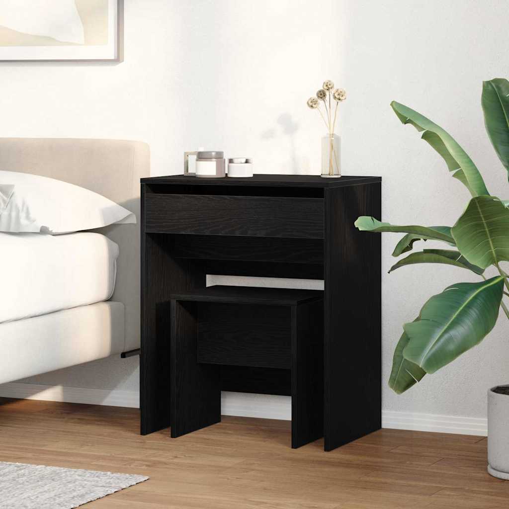 vidaXL Dressing Table 2 pcs Black oak 60 x 40 x 75 cm Engineered Wood
