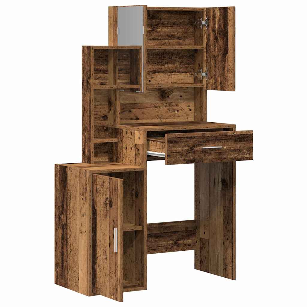 vidaXL Dressing Table Old Wood 80 x 35 x 132 cm Engineered Wood