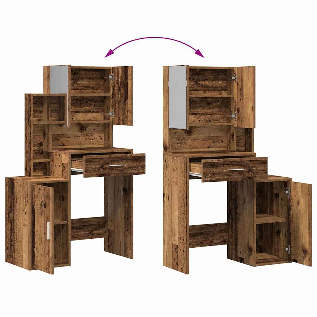 vidaXL Dressing Table Old Wood 80 x 35 x 132 cm Engineered Wood
