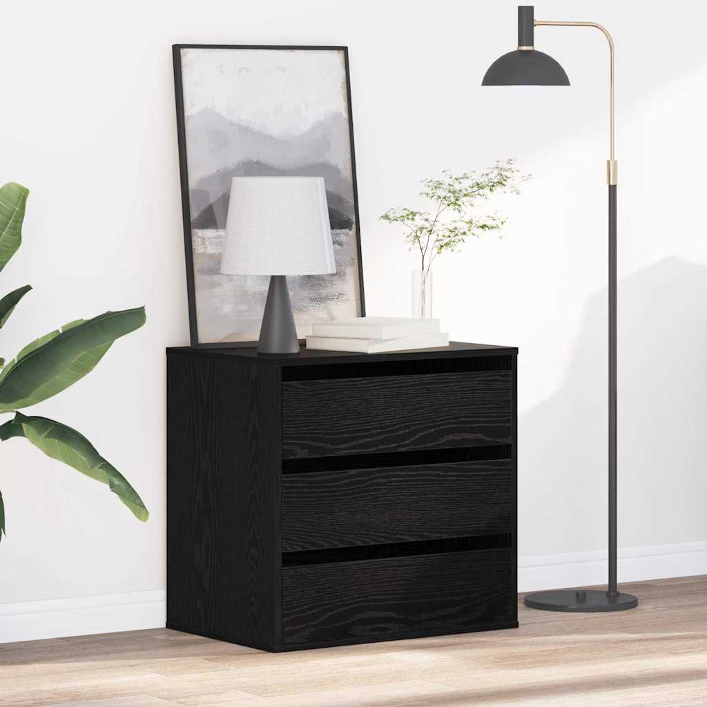 vidaXL Drawer Cabinet Black 61 x 41 x 58 cm Engineered Wood