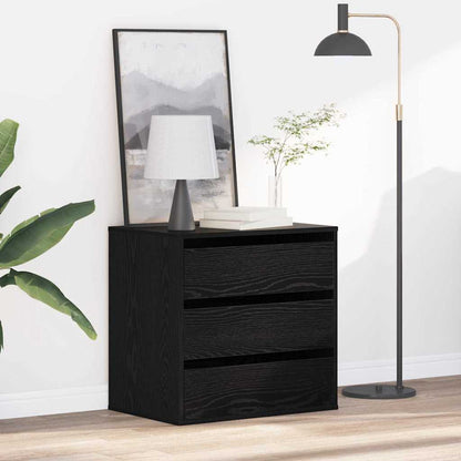 vidaXL Drawer Cabinet Black 61 x 41 x 58 cm Engineered Wood