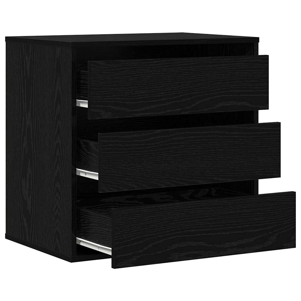 vidaXL Drawer Cabinet Black 61 x 41 x 58 cm Engineered Wood