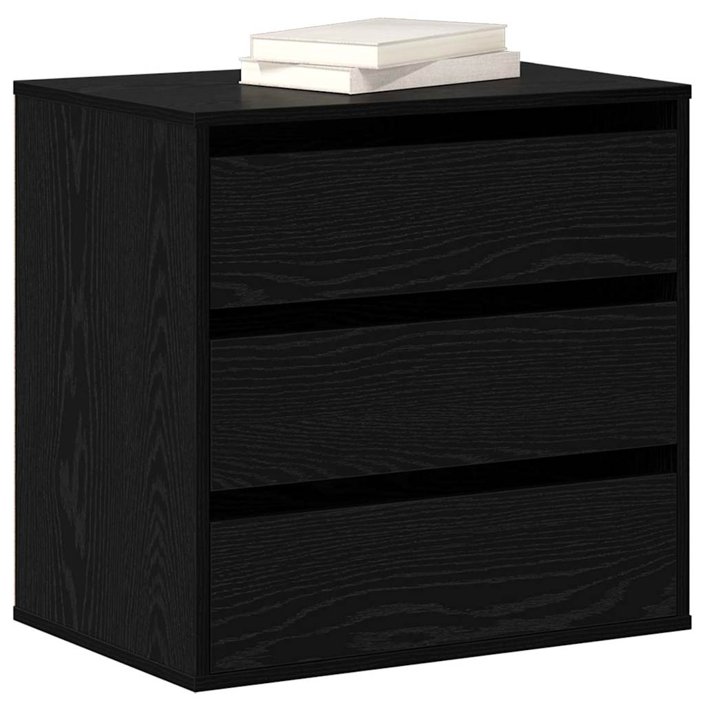 vidaXL Drawer Cabinet Black 61 x 41 x 58 cm Engineered Wood