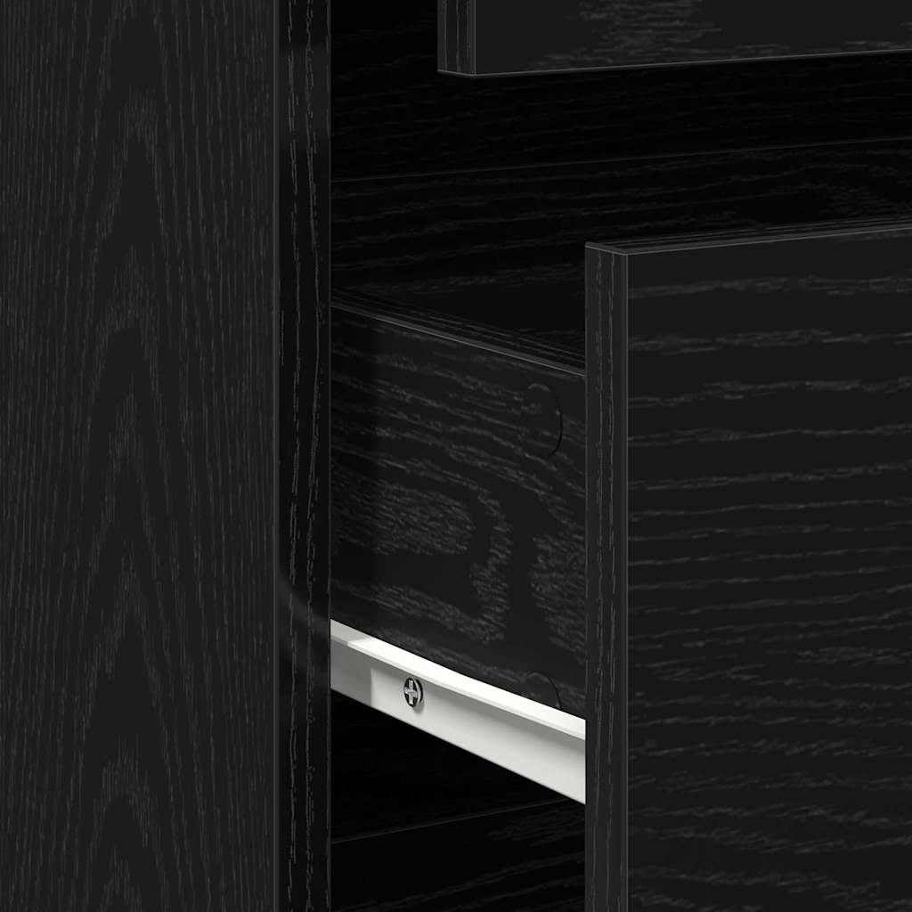 vidaXL Drawer Cabinet Black 40 x 41 x 76 cm Engineered Wood