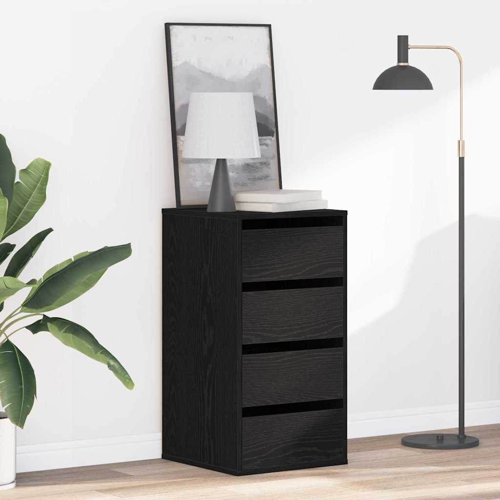 vidaXL Drawer Cabinet Black 40 x 41 x 76 cm Engineered Wood