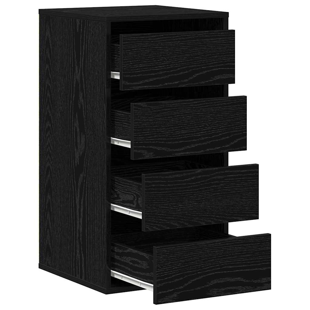 vidaXL Drawer Cabinet Black 40 x 41 x 76 cm Engineered Wood