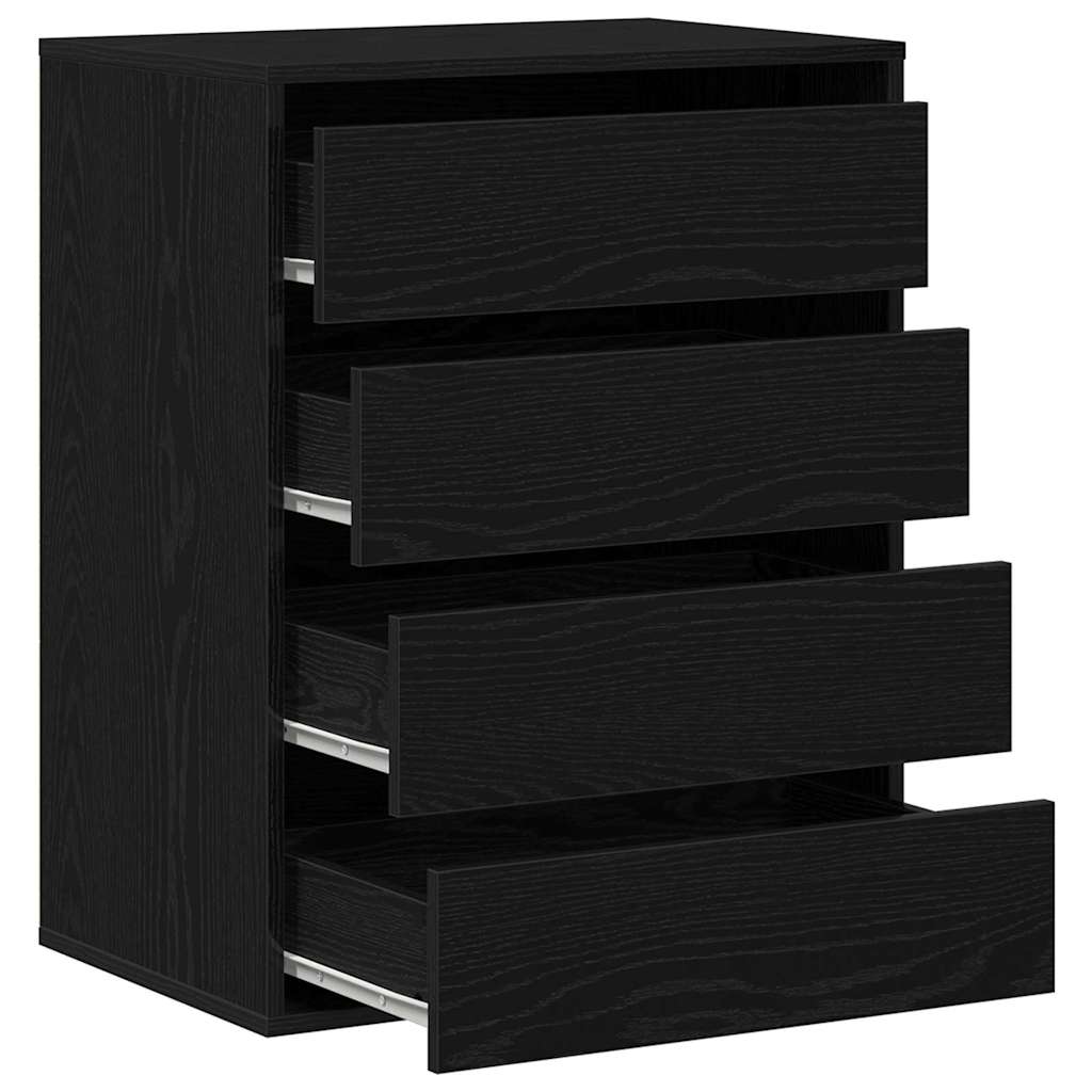 vidaXL Drawer Cabinet Black 60 x 41 x 76 cm Engineered Wood
