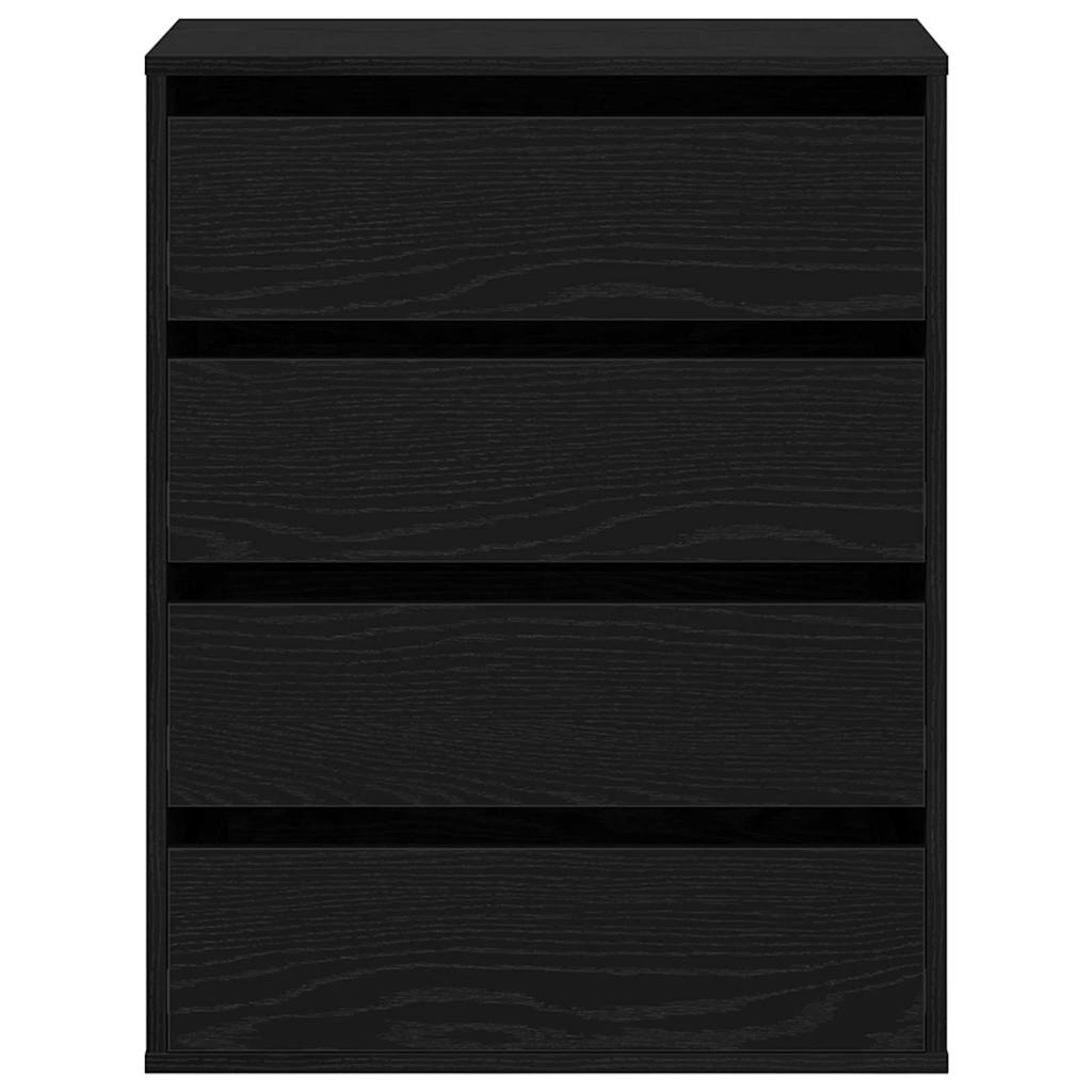 vidaXL Drawer Cabinet Black 60 x 41 x 76 cm Engineered Wood