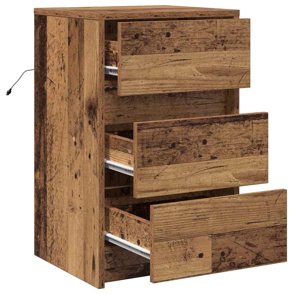vidaXL Bedside Cabinet Old Wood 38 x 34 x 61 cm Engineered wood