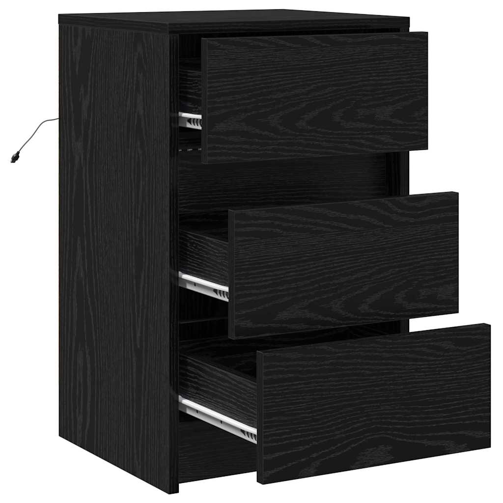 vidaXL Bedside Cabinet Black Oak 38 x 34 x 61 cm Engineered wood