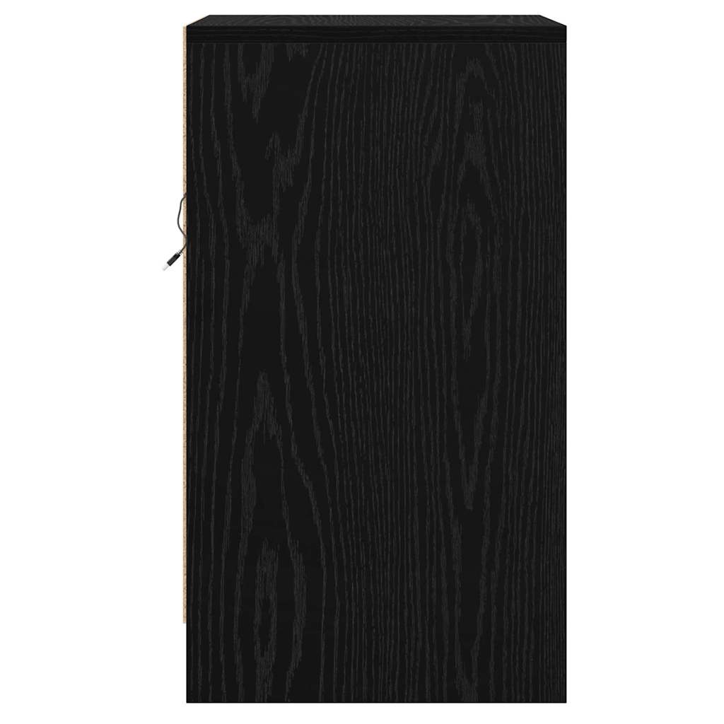 vidaXL Bedside Cabinet Black Oak 38 x 34 x 61 cm Engineered wood