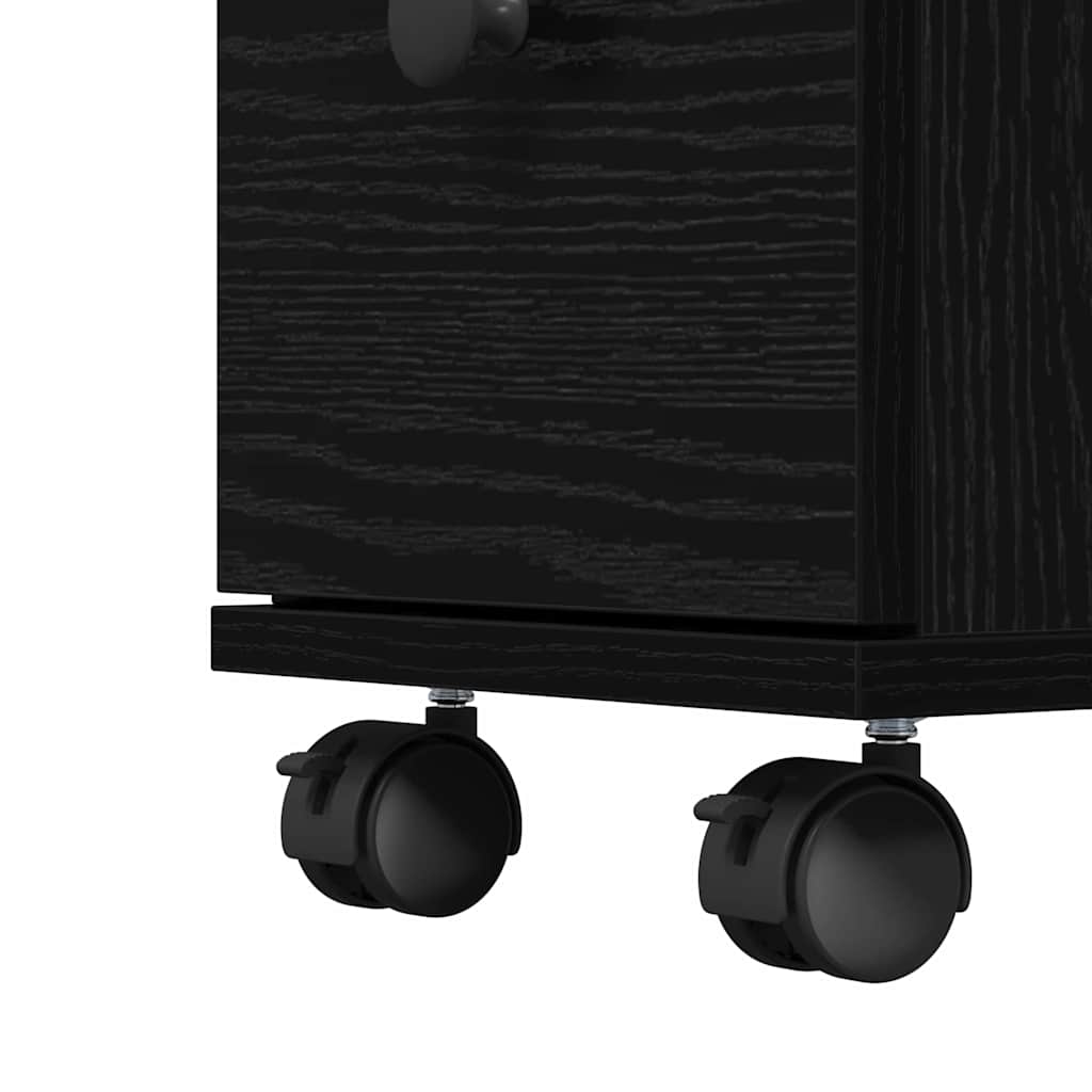 vidaXL Bathroom Furniture Set with Wheel Black Oak 33 x 23 x 65 cm