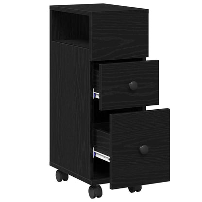 vidaXL Bathroom Furniture Set with Wheel Black Oak 33 x 23 x 65 cm