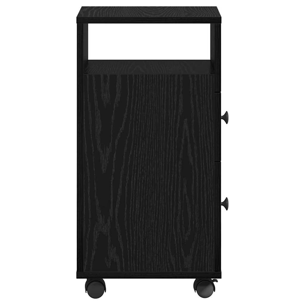 vidaXL Bathroom Furniture Set with Wheel Black Oak 33 x 23 x 65 cm