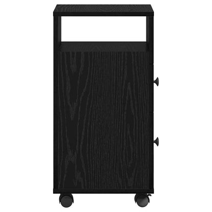 vidaXL Bathroom Furniture Set with Wheel Black Oak 33 x 23 x 65 cm