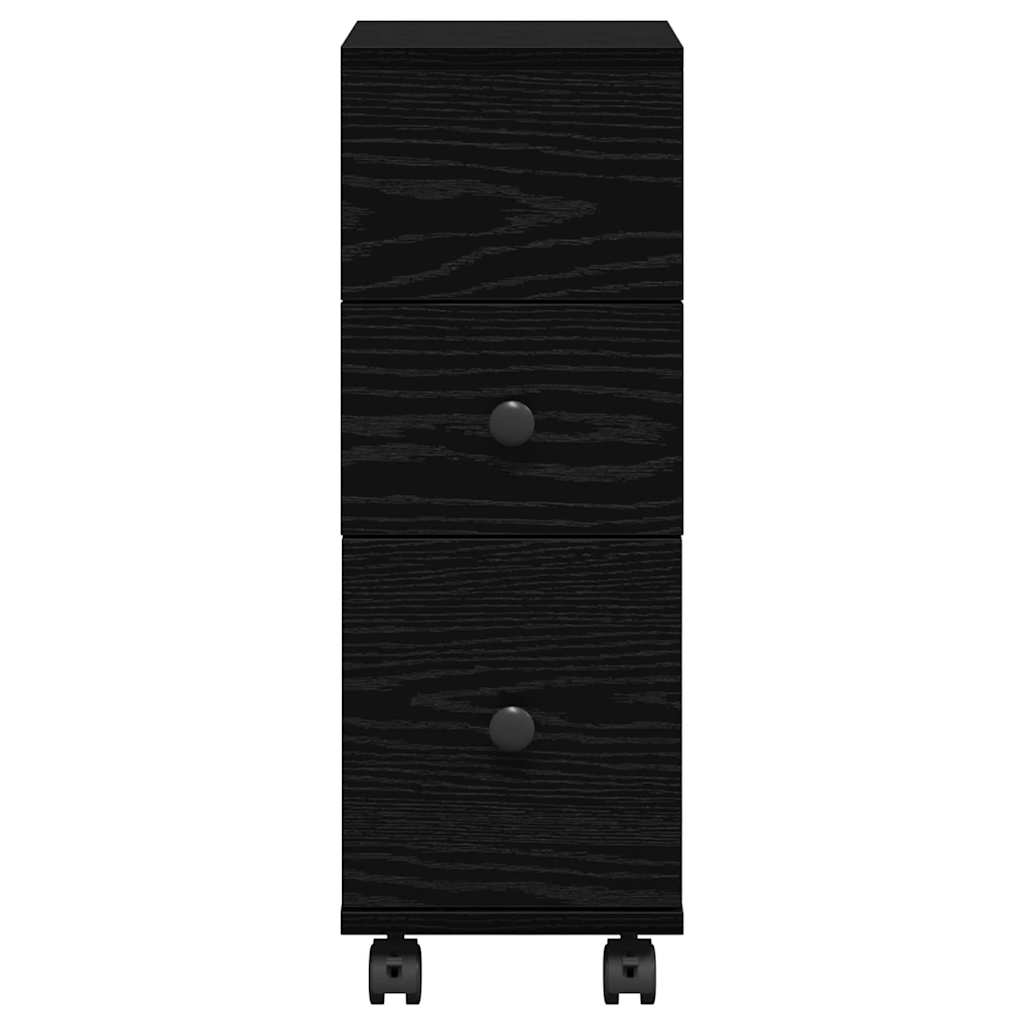 vidaXL Bathroom Furniture Set with Wheel Black Oak 33 x 23 x 65 cm