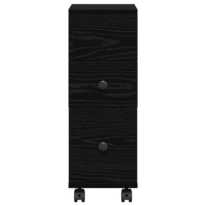 vidaXL Bathroom Furniture Set with Wheel Black Oak 33 x 23 x 65 cm