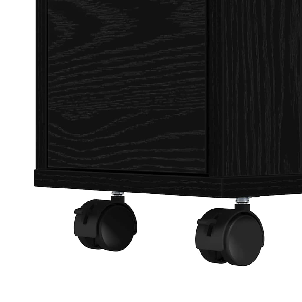 vidaXL Bathroom Furniture Set with Wheel Black Oak 65 x 23 x 87 cm