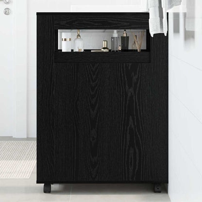 vidaXL Bathroom Furniture Set with Wheel Black Oak 65 x 23 x 87 cm