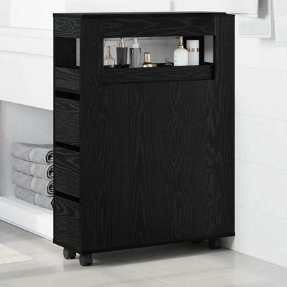 vidaXL Bathroom Furniture Set with Wheel Black Oak 65 x 23 x 87 cm