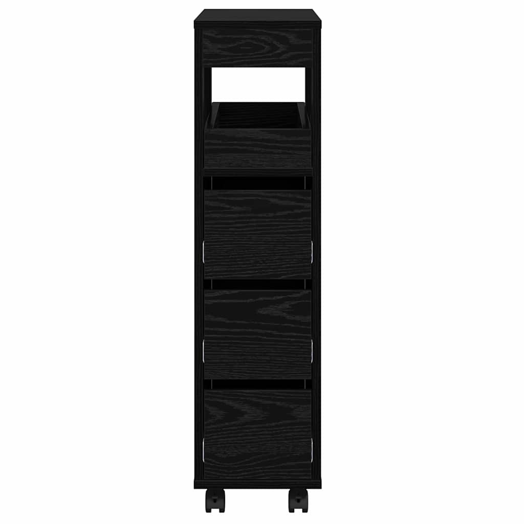 vidaXL Bathroom Furniture Set with Wheel Black Oak 65 x 23 x 87 cm