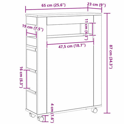 vidaXL Bathroom Furniture Set with Wheel Black Oak 65 x 23 x 87 cm