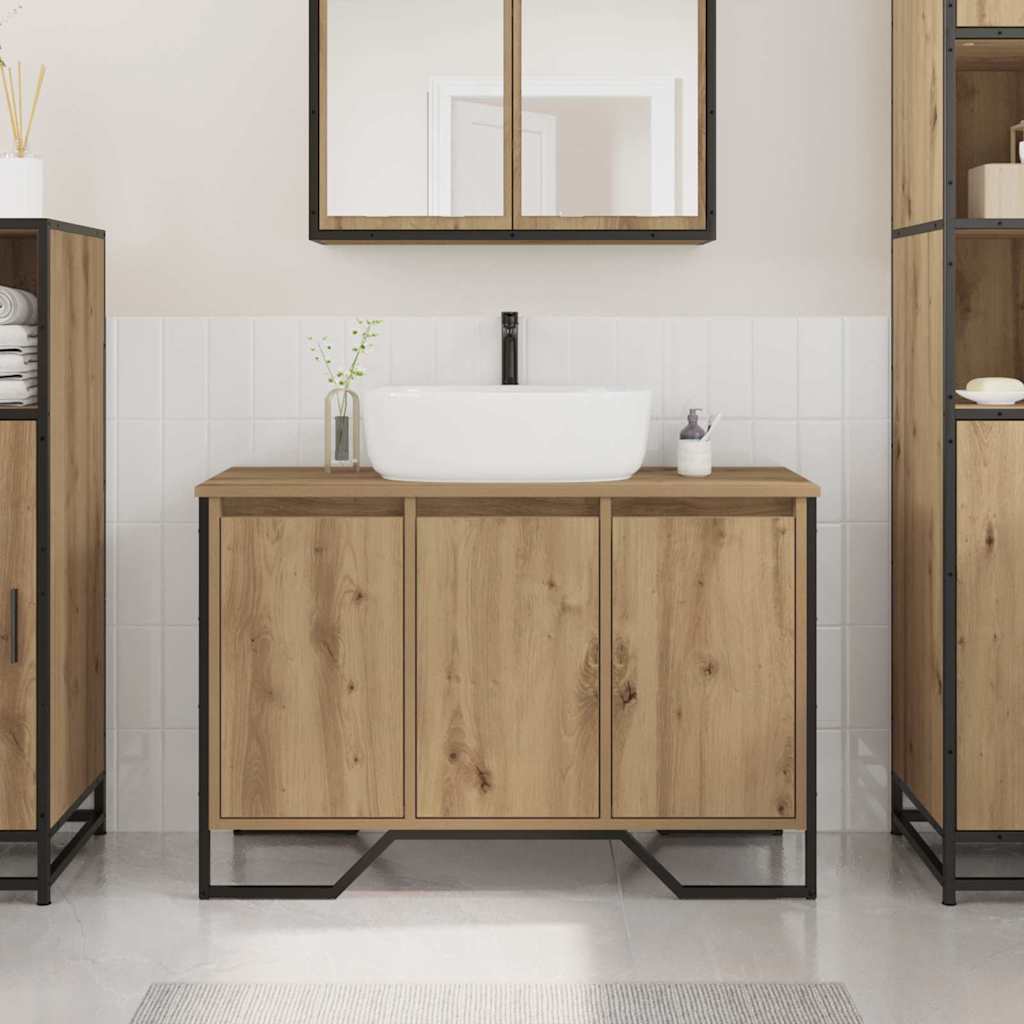 vidaXL Bathroom Sink Cabinet with Storage Artisan Oak 91 x 35 x 60 cm