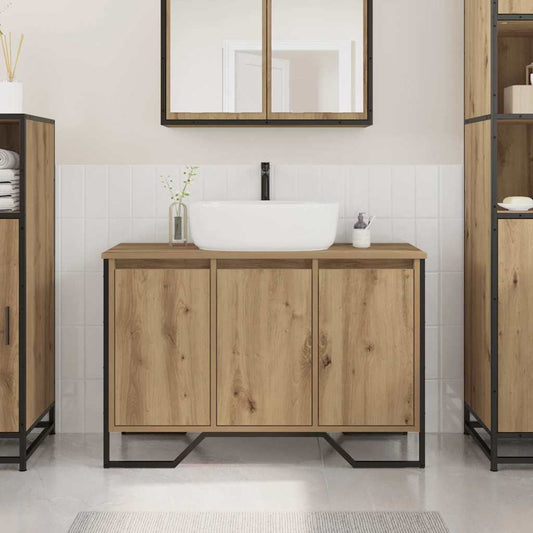 vidaXL Bathroom Sink Cabinet with Storage Artisan Oak 91 x 35 x 60 cm