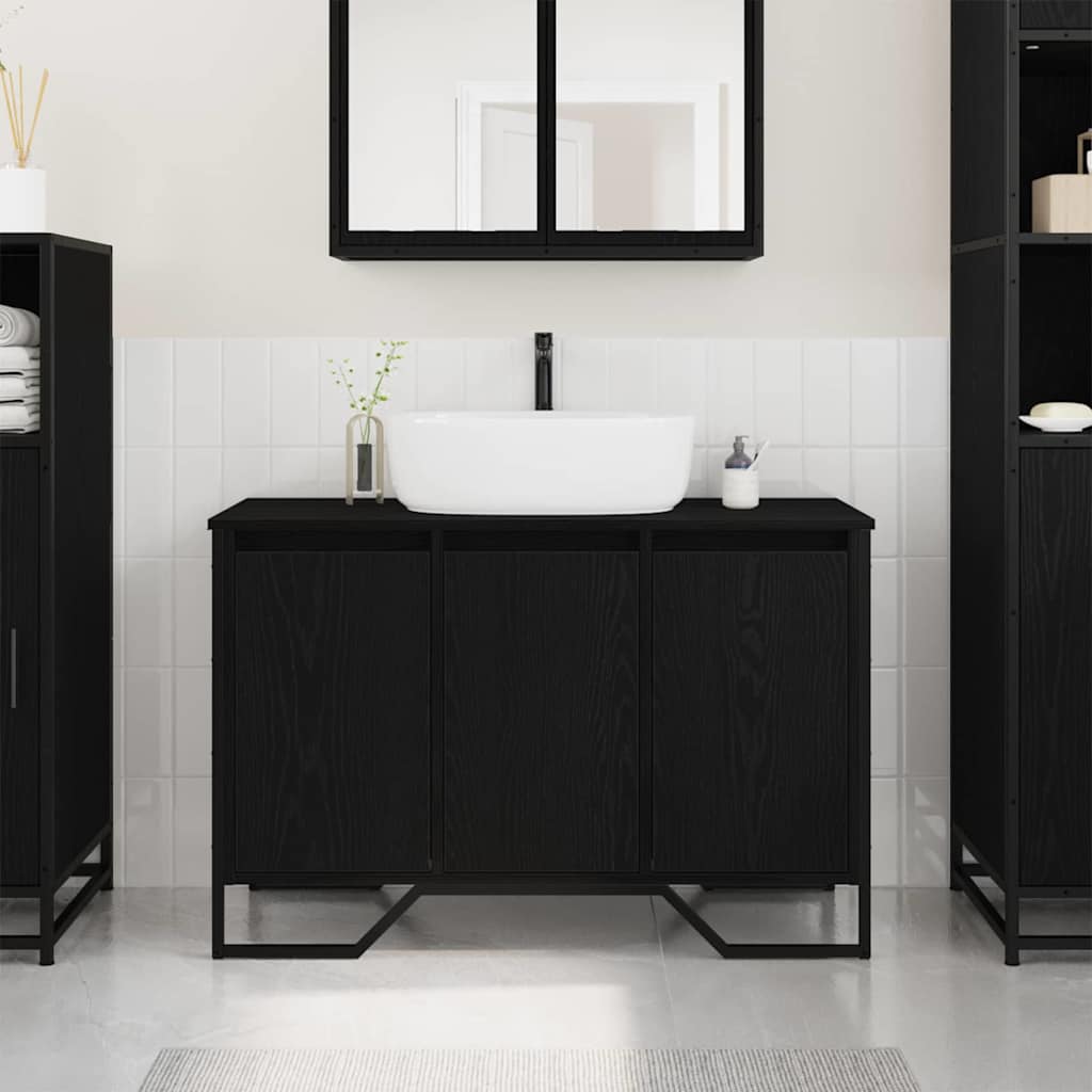 vidaXL Bathroom Sink Cabinet Black Oak 91 x 35 x 60 cm Engineered wood