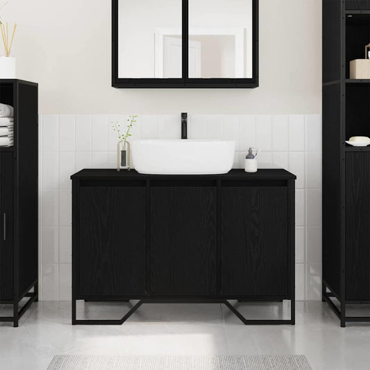 vidaXL Bathroom Sink Cabinet Black Oak 91 x 35 x 60 cm Engineered wood