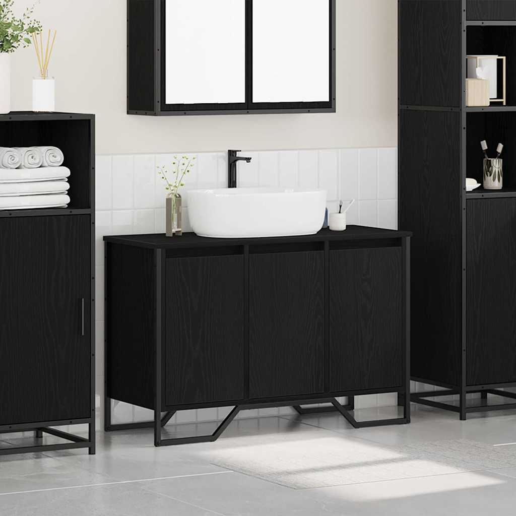 vidaXL Bathroom Sink Cabinet Black Oak 91 x 35 x 60 cm Engineered wood