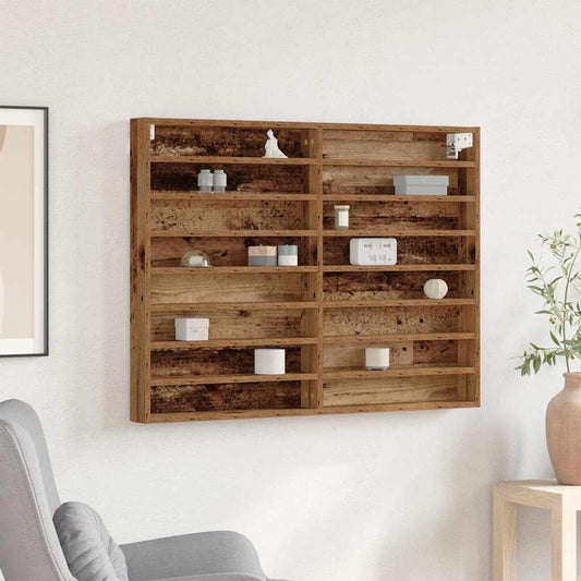 vidaXL Display Cabinet Old Wood 100 x 8.5 x 75 cm Engineered Wood