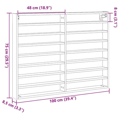 vidaXL Display Cabinet Artisan Oak 100 x 8.5 x 75 cm Engineered Wood