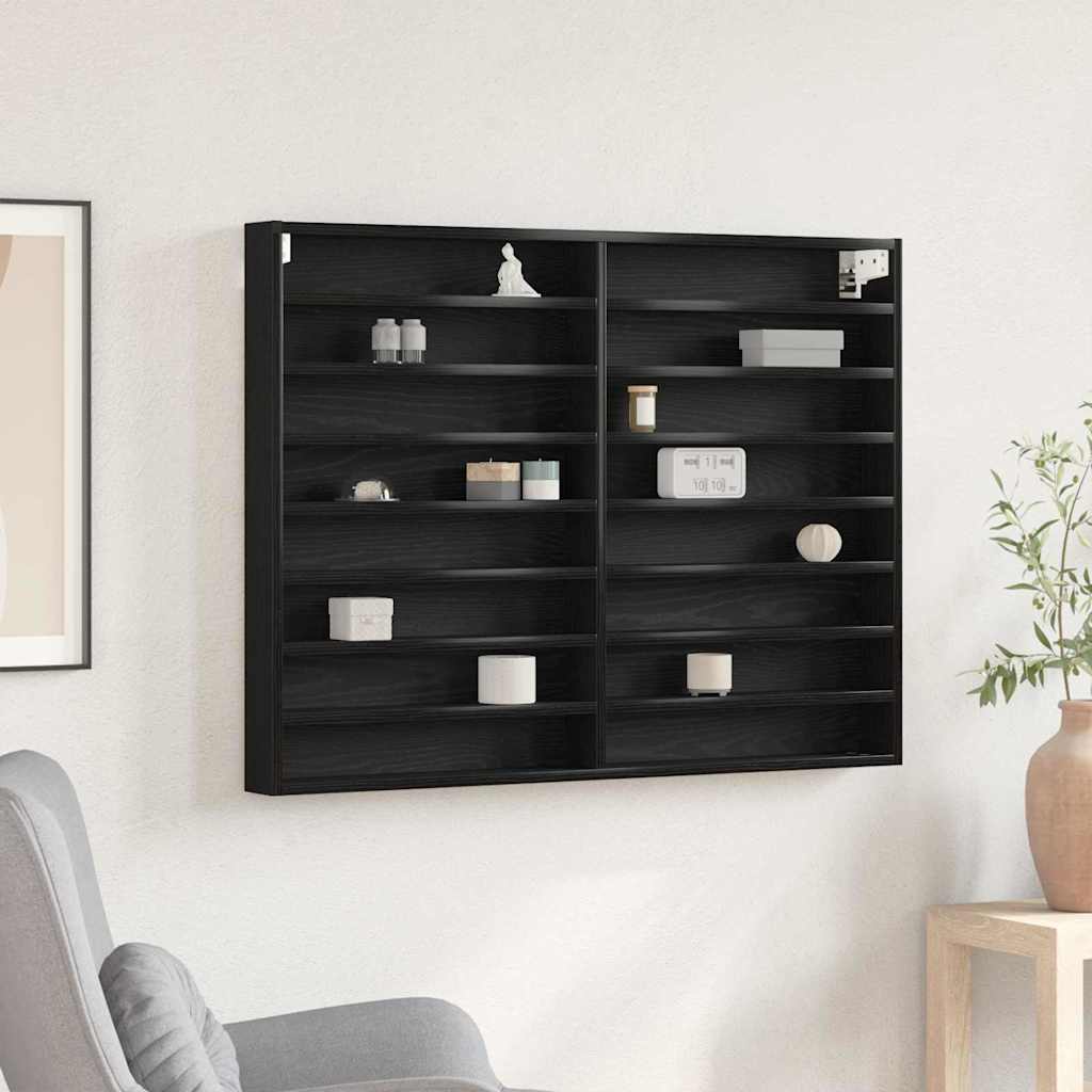 vidaXL Display Cabinet Black Oak 100 x 8.5 x 75 cm Engineered Wood