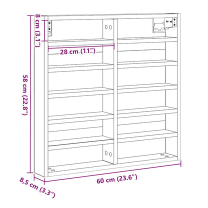 vidaXL Display Cabinet Old Wood 60 x 8.5 x 58 cm Engineered Wood