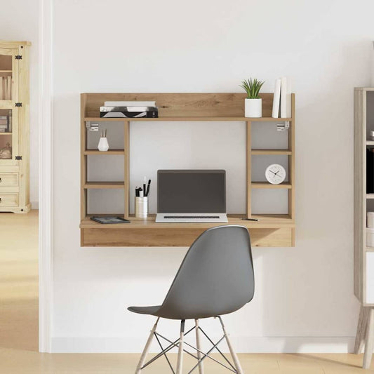 vidaXL Wall-Mounted Desk Artisan oak Engineered wood 105 x 48 x 75 cm