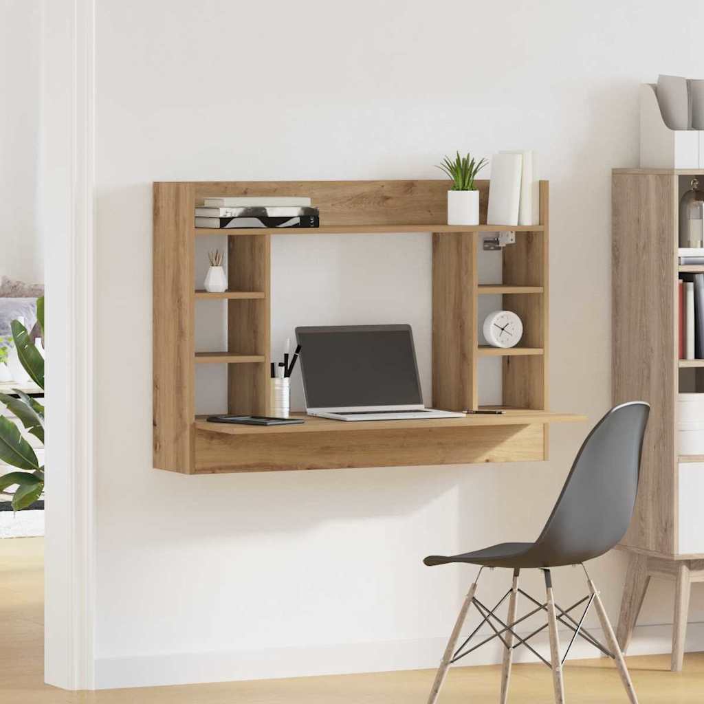 vidaXL Wall-Mounted Desk Artisan oak Engineered wood 105 x 48 x 75 cm